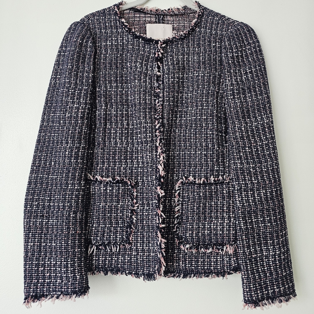 Rebecca Taylor Women's Tweed Lady Jacket - Blue and Pink